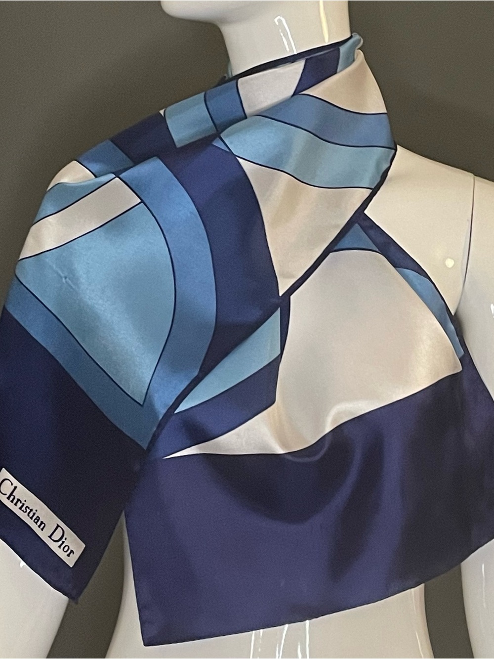 Gorg Blues Christian Dior Silk Scarf 14 x 44 Very Good Condition - Picture 4 of 5